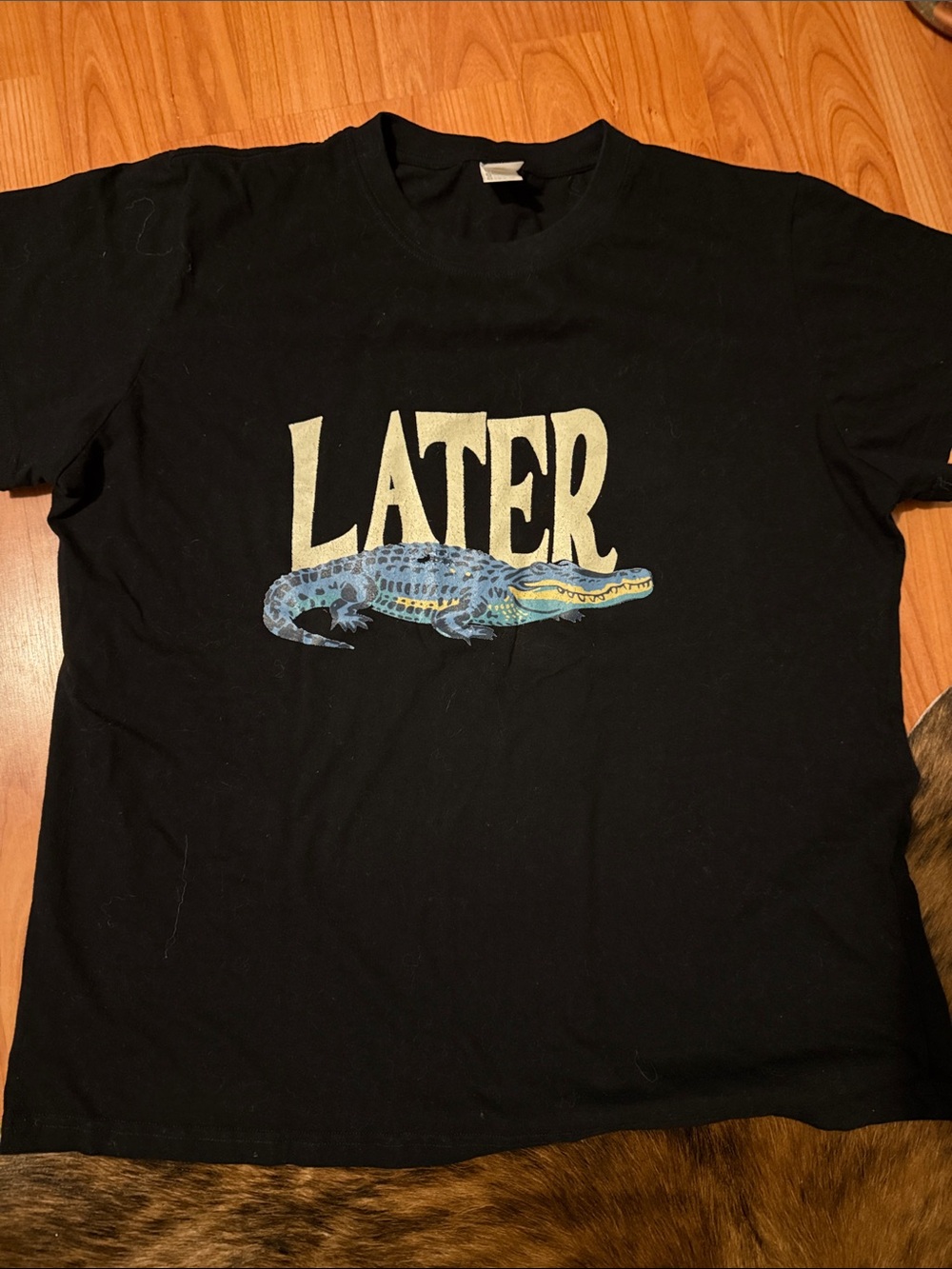 Later Alligator Graphic T-Shirt - Black with Blue Alligator - Picture 1 of 1